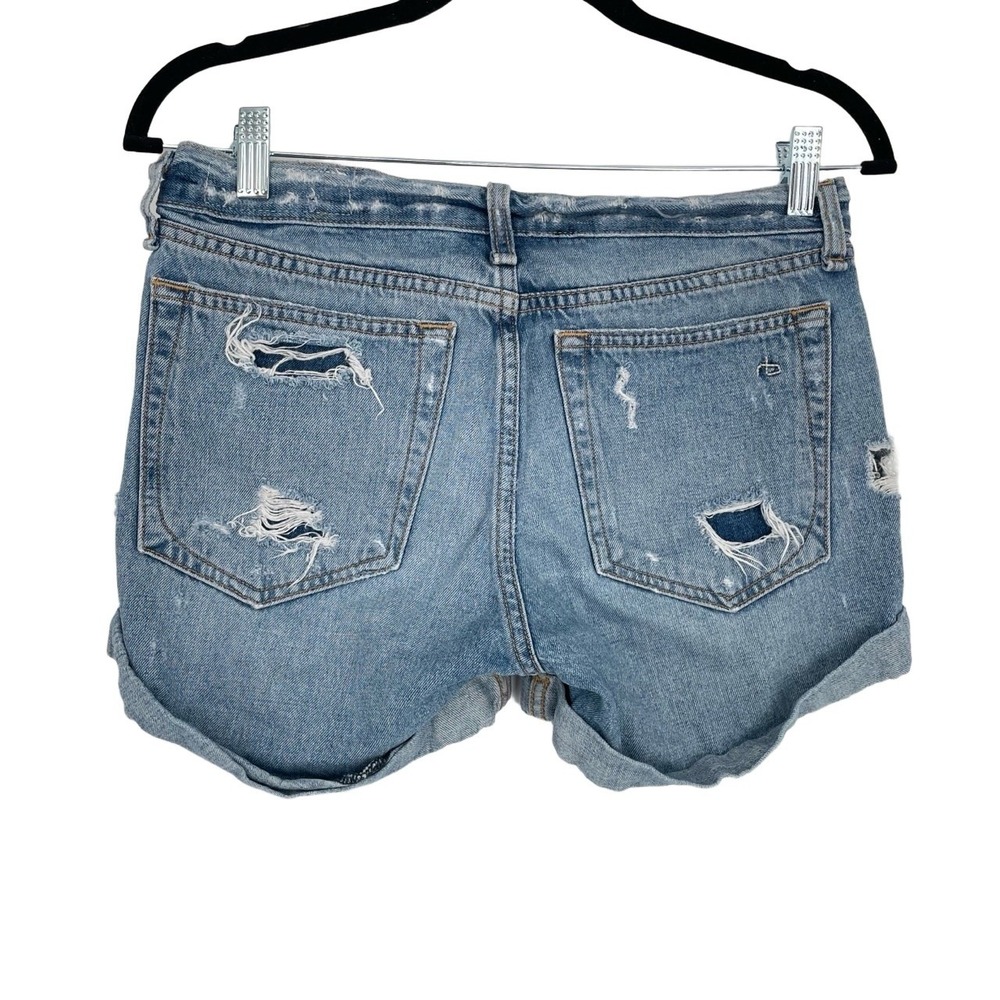 Rag & Bone Women's Blue Heavy Rips Rolled Hem Distressed Denim Shorts Size 24 - Picture 3 of 11